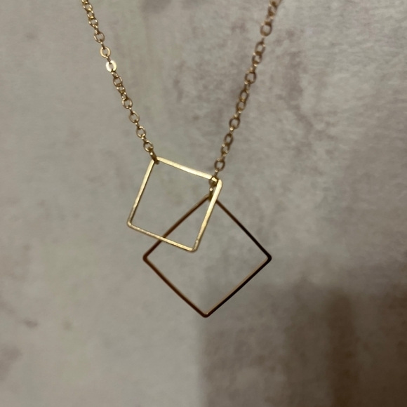Square pendant necklace.Simple design pendant Geometric. Metal. Elegant Gift Chr - Picture 5 of 8